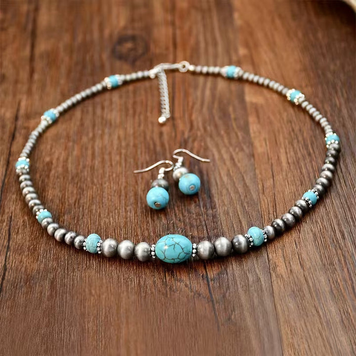 Collier et Boucles d'Oreilles Turquoise Collier Moderne