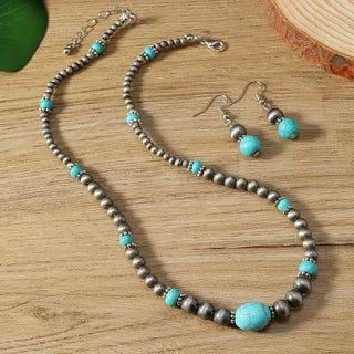 Collier et Boucles d'Oreilles Turquoise Collier Moderne