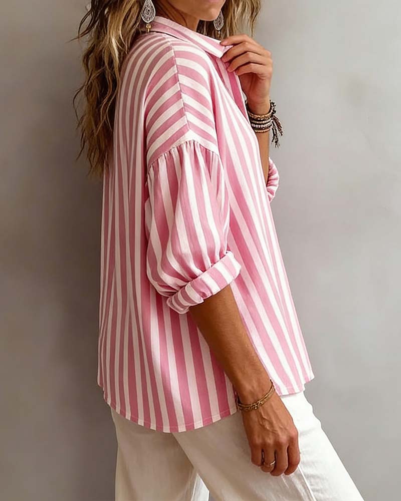 Nora | Blouse Rayée Légère avec Col