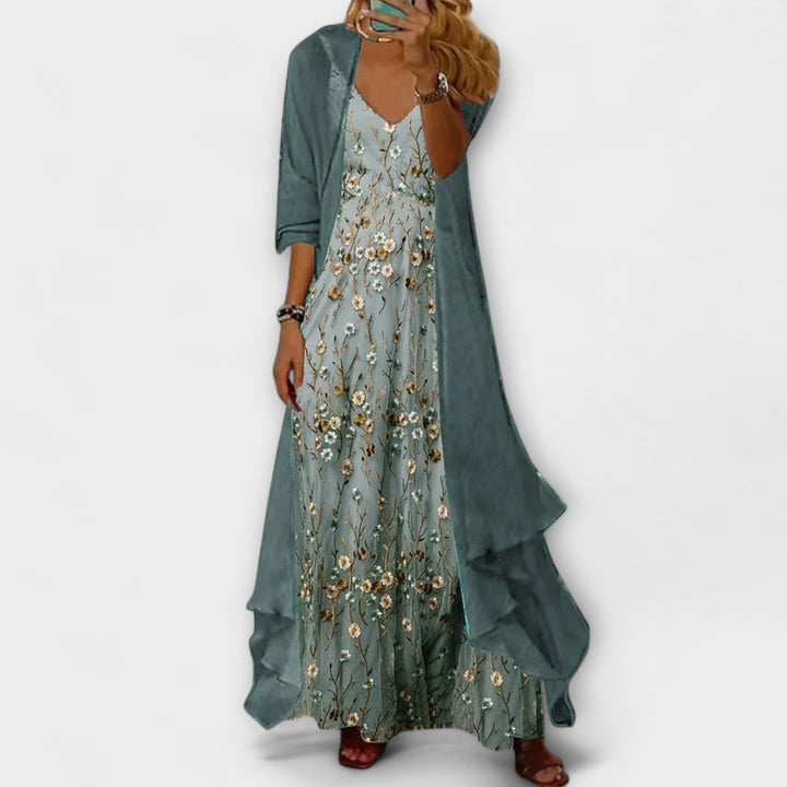 Camélia – Ensemble robe longue élégante 2 pièces