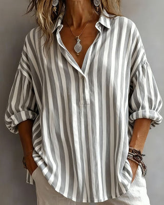 Nora | Blouse Rayée Légère avec Col