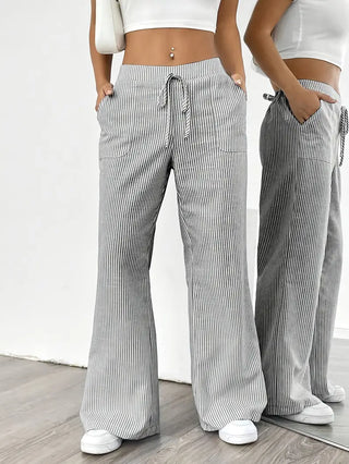 Louise - Pantalons Rayés Décontractés