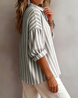 Nora | Blouse Rayée Légère avec Col