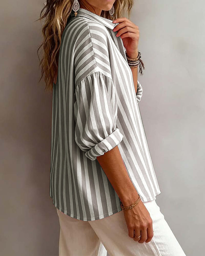 Nora | Blouse Rayée Légère avec Col