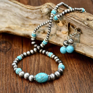 Collier et Boucles d'Oreilles Turquoise Collier Moderne