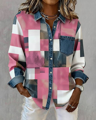 Séraphine | Chemise Color Block avec Col Fashion