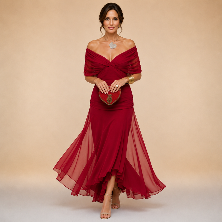Emma | Robe Maxi de Soirée Drapée à Col V