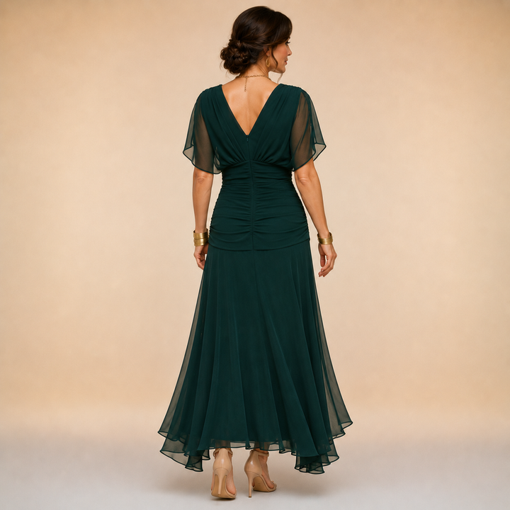 Emma | Robe Maxi de Soirée Drapée à Col V