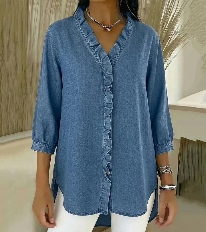Abigail™ Blouse en Denim Élégante