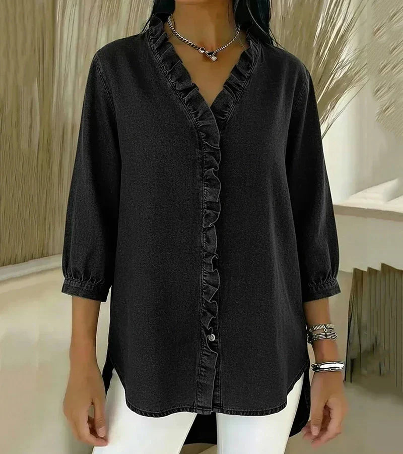 Abigail™ Blouse en Denim Élégante