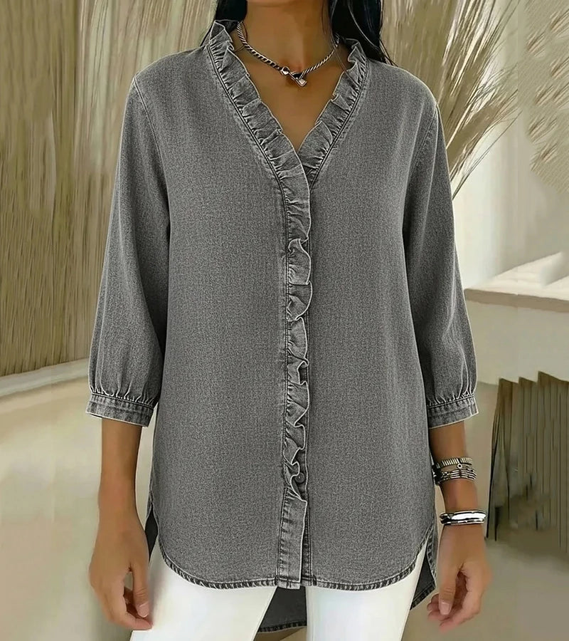 Abigail™ Blouse en Denim Élégante
