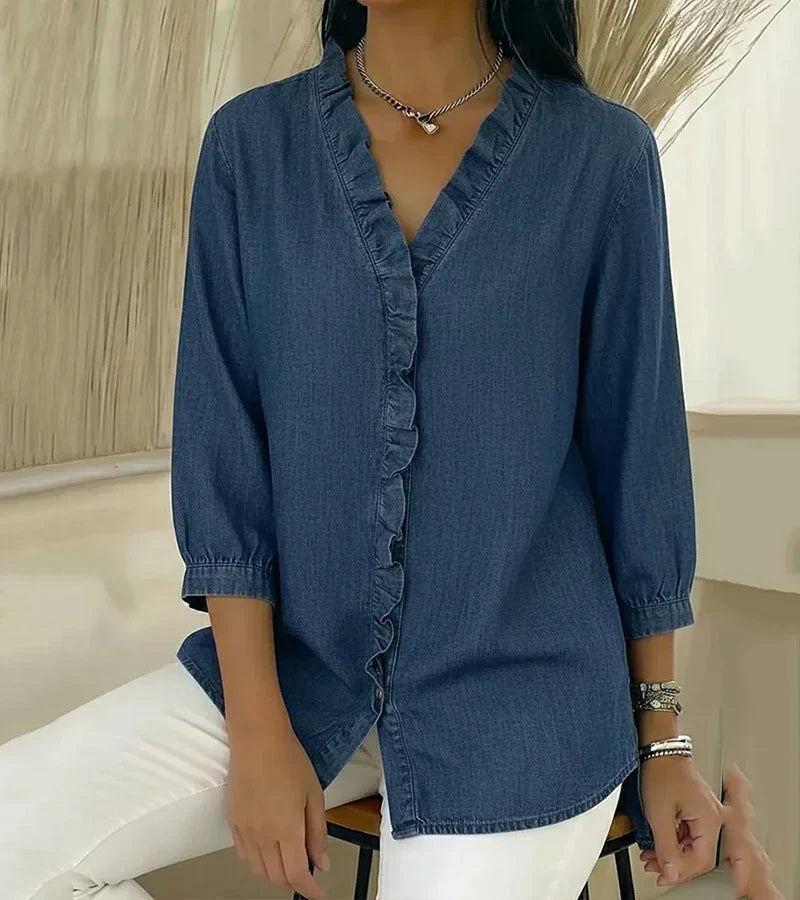 Abigail™ Blouse en Denim Élégante
