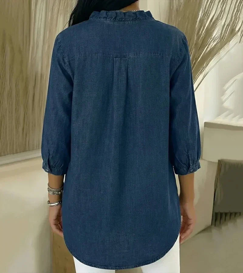 Abigail™ Blouse en Denim Élégante
