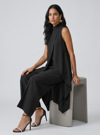 Sara | Haut Drapé Asymétrique & Pantalon Large