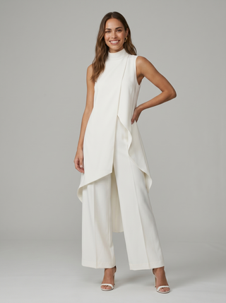 Sara | Haut Drapé Asymétrique & Pantalon Large