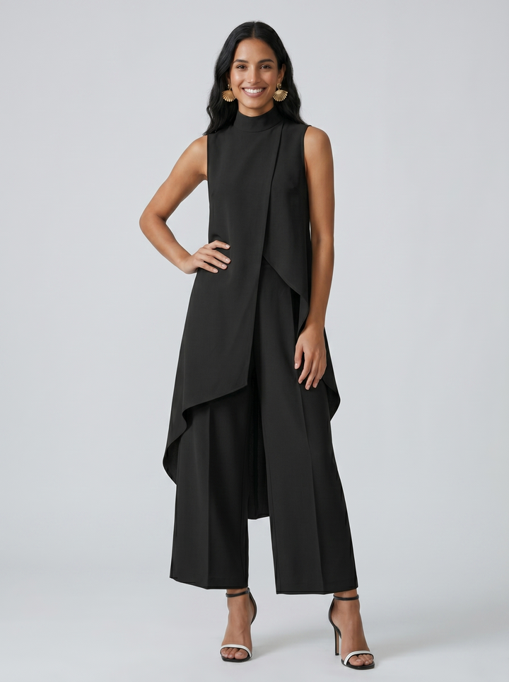 Sara | Haut Drapé Asymétrique & Pantalon Large