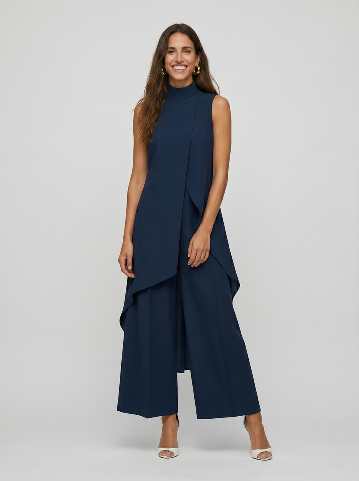 Sara | Haut Drapé Asymétrique & Pantalon Large