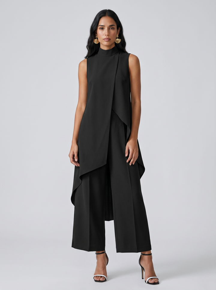 Sara | Haut Drapé Asymétrique & Pantalon Large