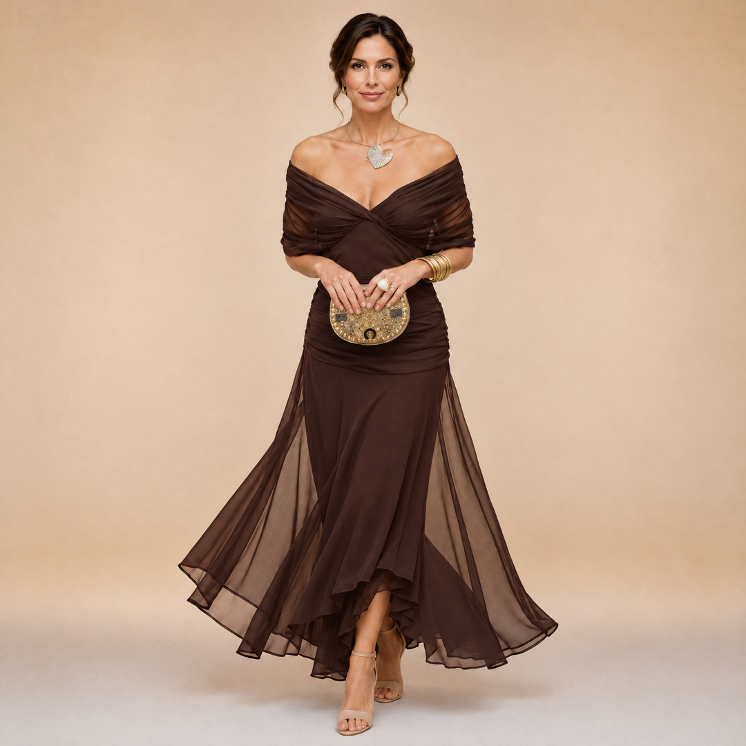 Emma | Robe Maxi de Soirée Drapée à Col V