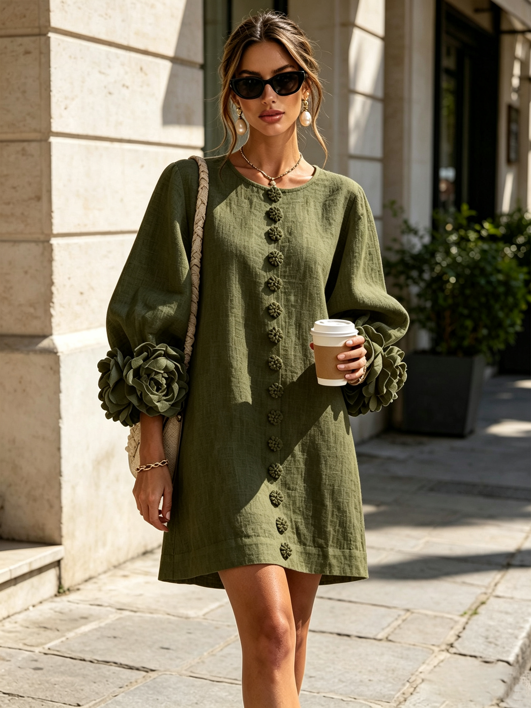 Aurora | Robe Mini à Manches Florales