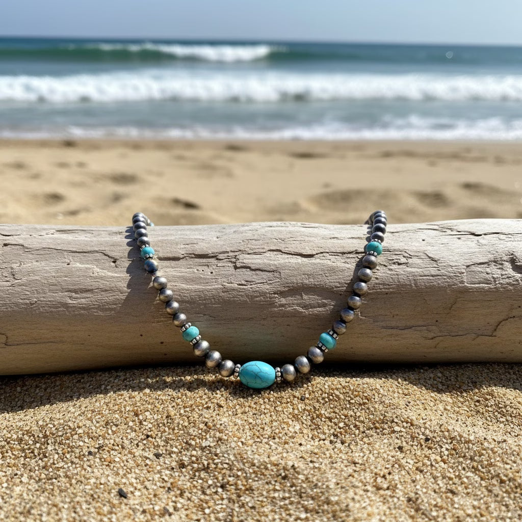 Collier et Boucles d'Oreilles Turquoise Collier Moderne
