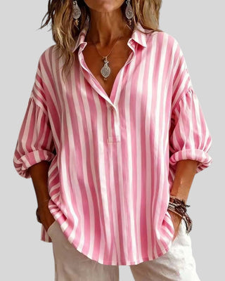 Nora | Blouse Rayée Légère avec Col