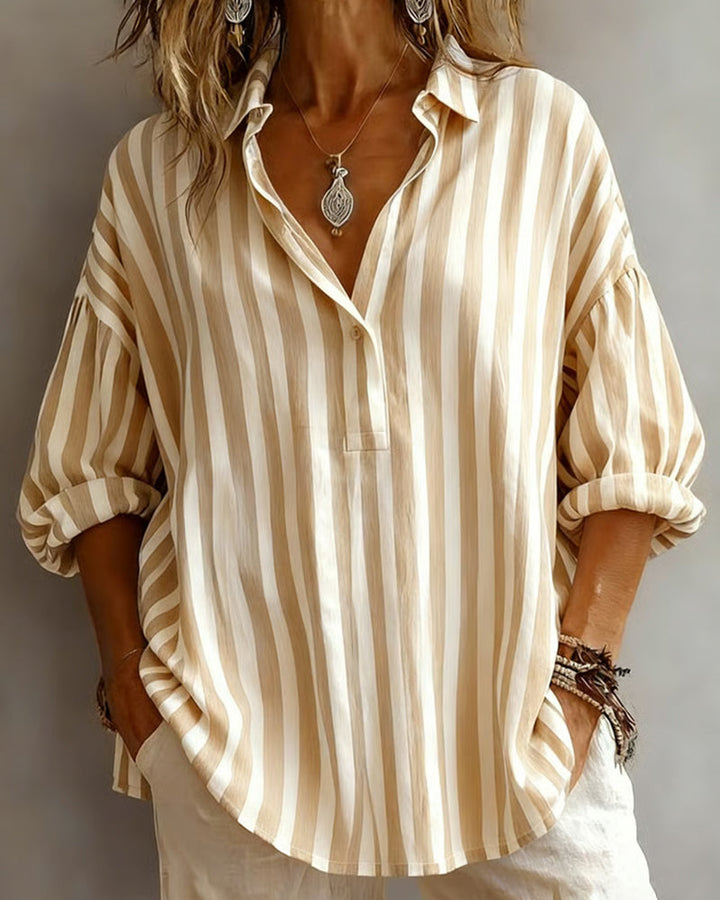 Nora | Blouse Rayée Légère avec Col