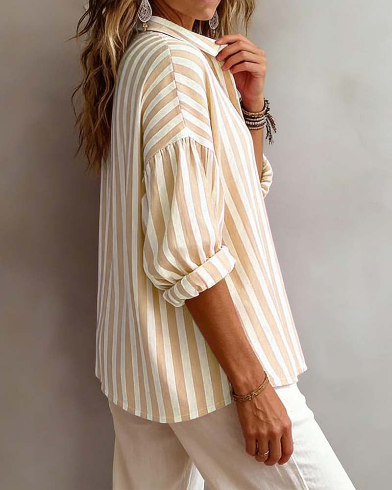 Nora | Blouse Rayée Légère avec Col