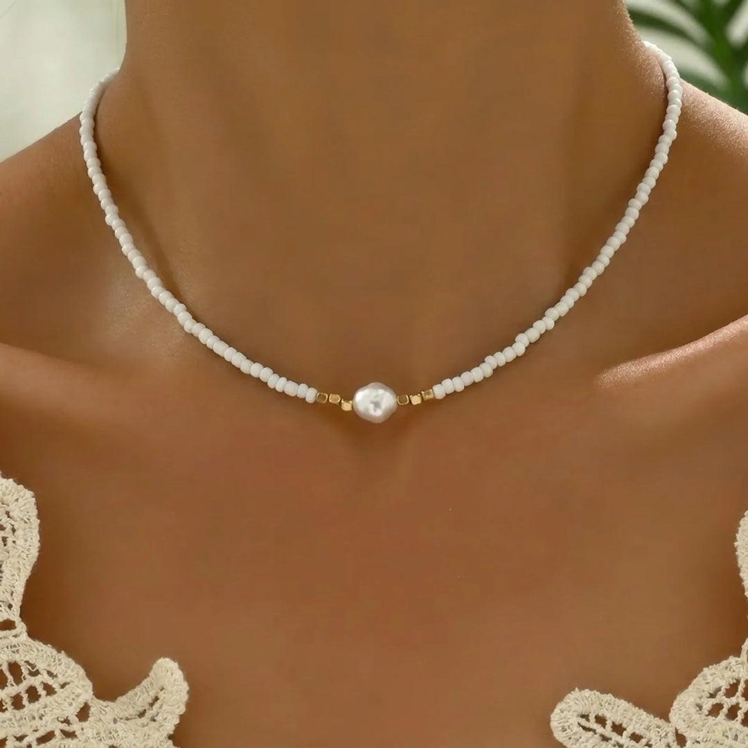 Collier Minimaliste en Turquoise et Perles
