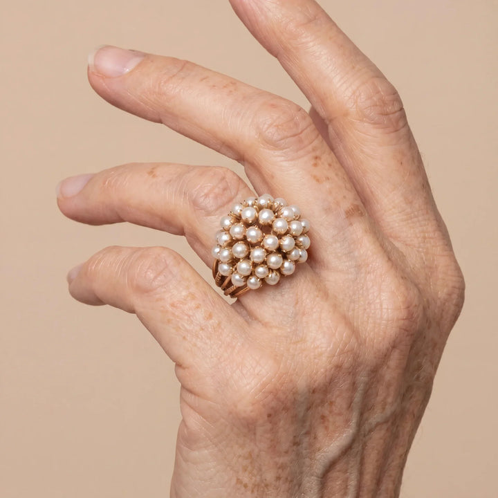 Bague en Or avec Perle Incrustée Classique