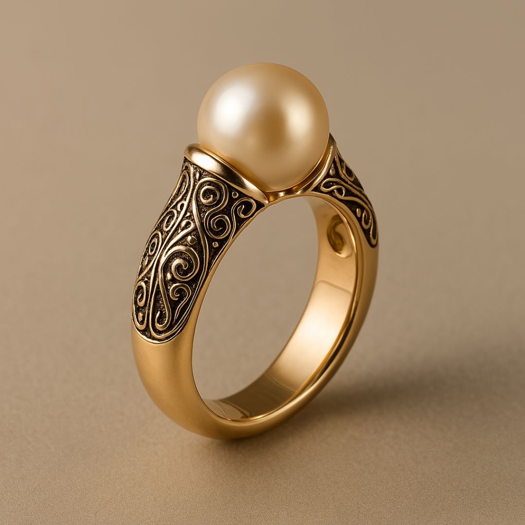 Bague en Perles Vintage Dorée Intemporelle