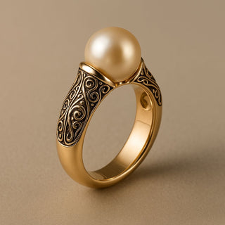 Bague en Perles Vintage Dorée Intemporelle