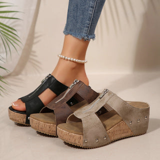 Sandales Compensées Élégantes Gigi en Cuir Luxe