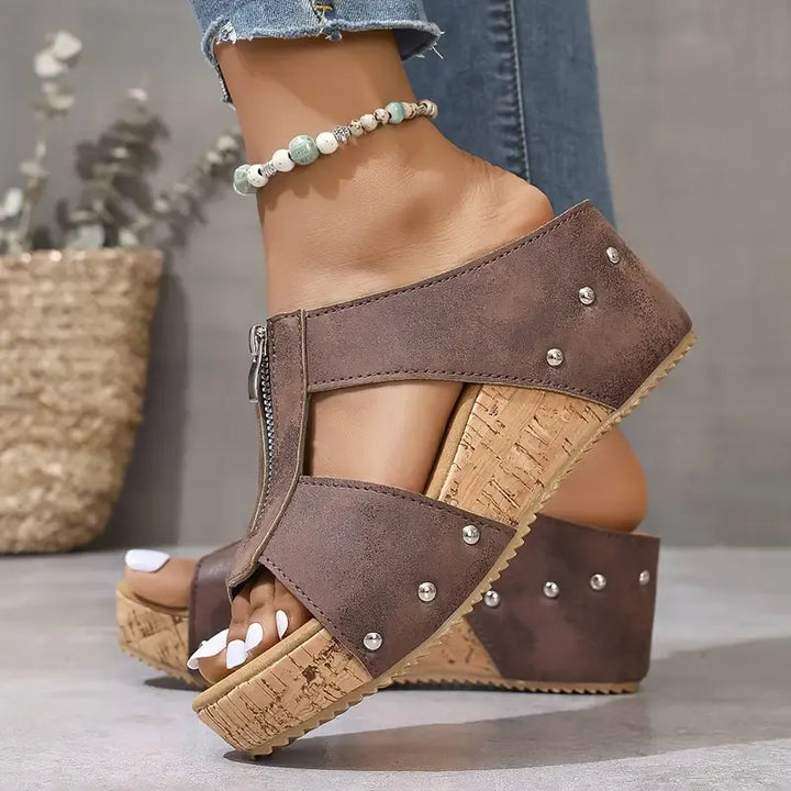 Sandales Compensées Élégantes Gigi en Cuir Luxe