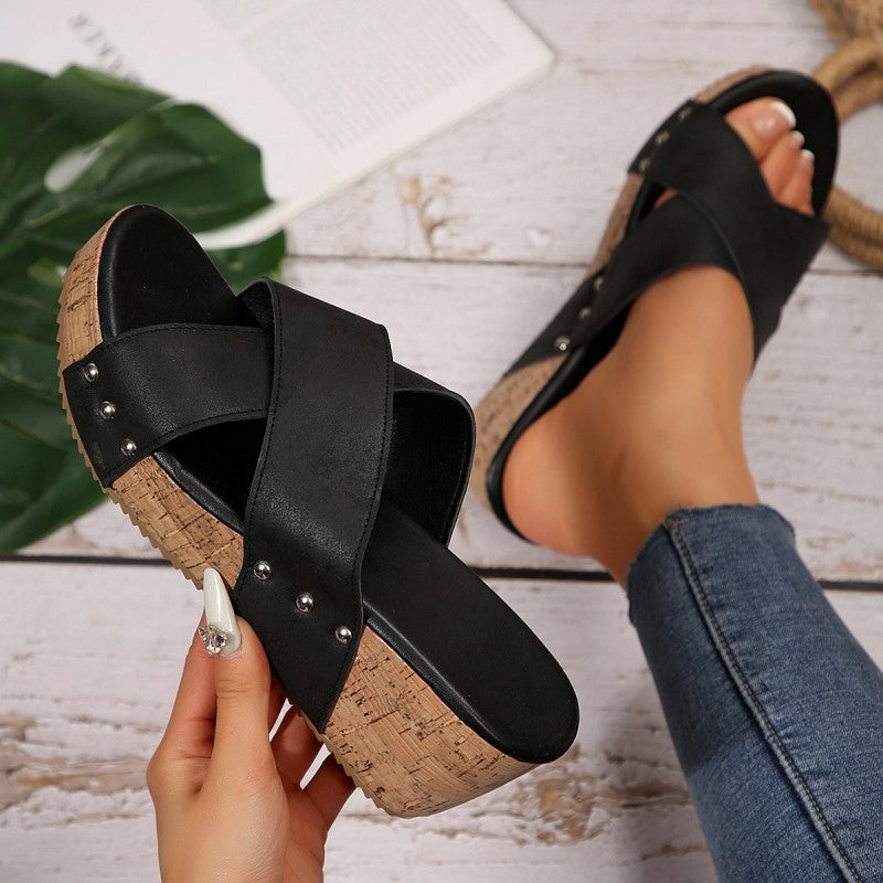 Sandales Compensées Boho en Cuir – Maison Claire et Sylvie